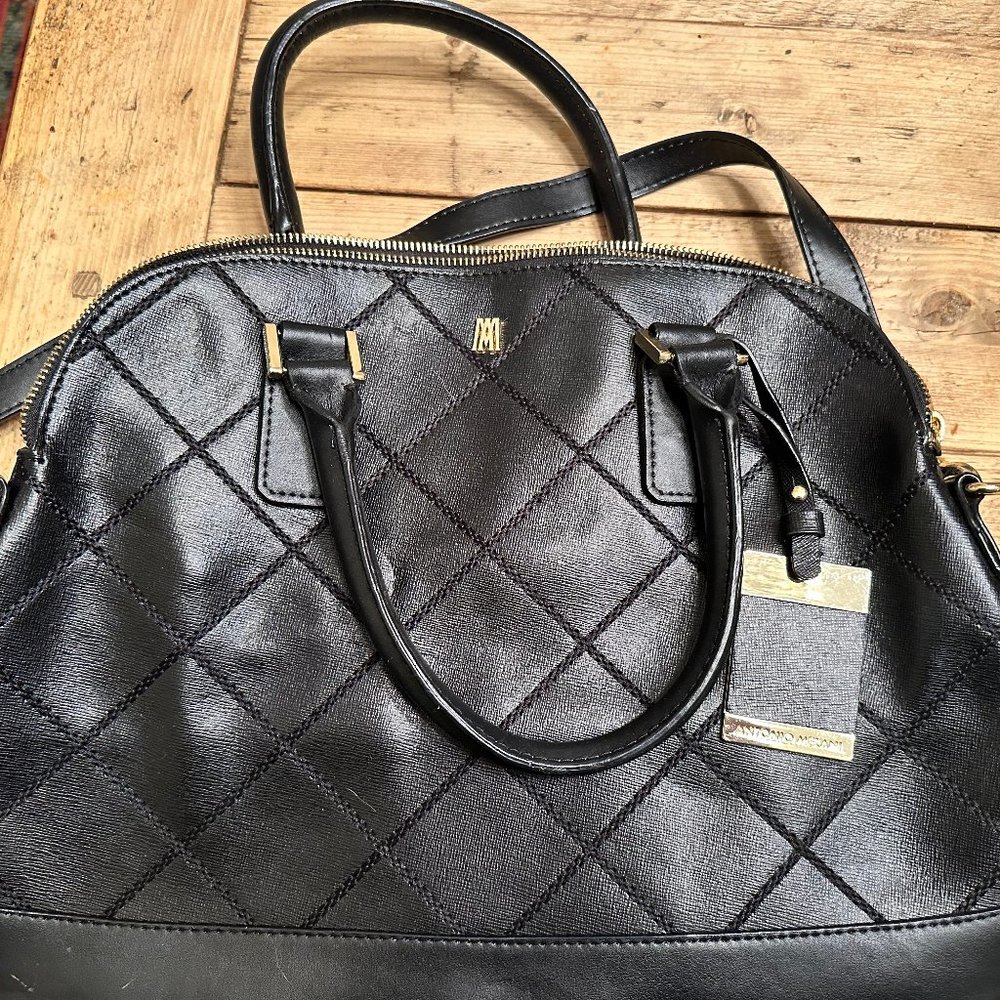 Antonio Melani Black bowling bag style crossbody purse